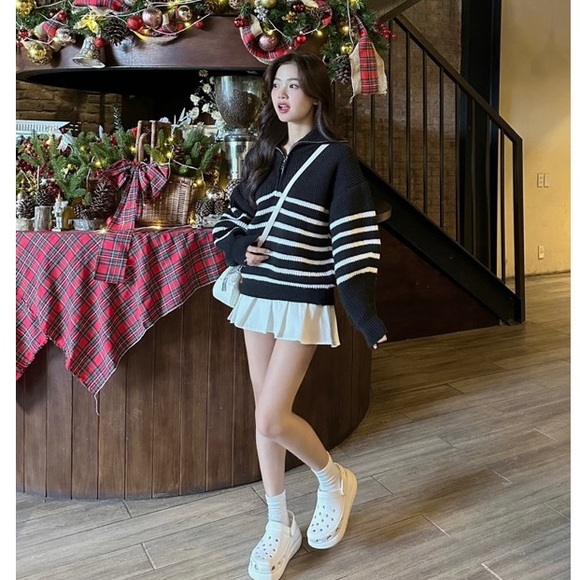 Polo Striped Sweater Fall Winter Knit Top - Picture 7 of 7